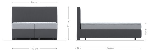 DELIFE Boxspring ágy Dream-Well 140x200 cm bouclé krémfehér zsákrugós matraccal és visco topperrel
