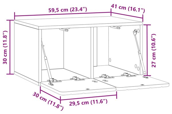Fali TV szekrény Kézműves Tölgy 59,5 x 41 x 30 cm Szerelt Fa