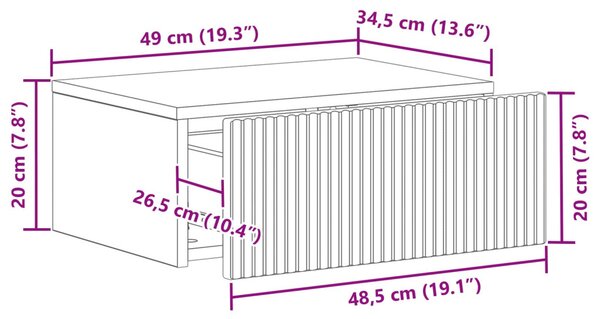Fali éjjeli szekrény fiókkal Fehér 49 x 34,5 x 20 cm Szerelt Fa