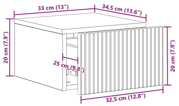 Fali éjjeli szekrény 2 pcs Magasfényű Fehér 33 x 34,5 x 20 cm