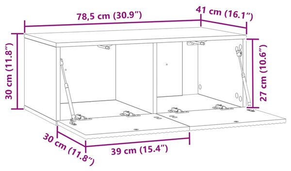 Fali TV szekrény Magasfényű Fehér 78,5 x 41 x 30 cm Szerelt Fa