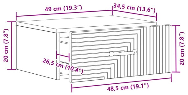Fali éjjeli szekrény 2 pcs Fekete 49 x 34,5 x 20 cm Szerelt Fa