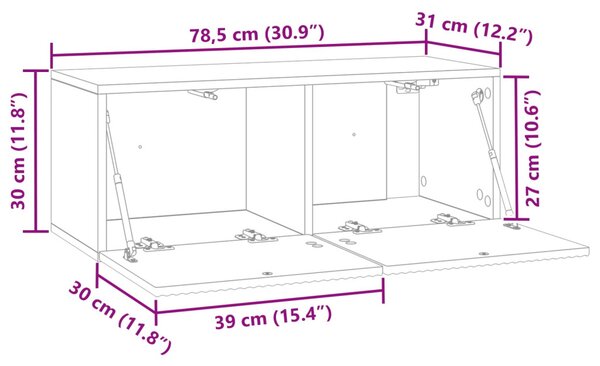Fali TV szekrény Magasfényű Fehér 78,5 x 31 x 30 cm Szerelt Fa