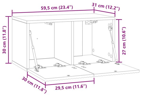 Fali TV szekrény Antik Fa 59,5 x 31 x 30 cm Szerelt Fa