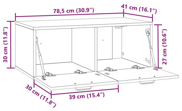 Fali TV szekrény Antik Fa 78,5 x 41 x 30 cm Szerelt Fa