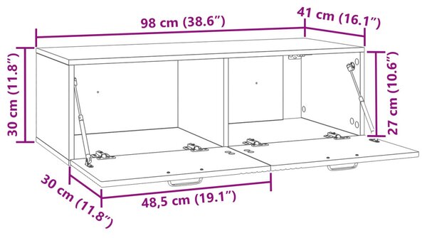 Fali TV szekrény Antik Fa 98 x 41 x 30 cm Szerelt Fa