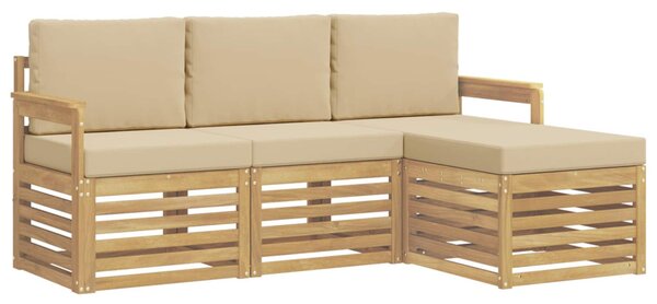 Kültéri kanapé szett 4 pcs Fehér és Bézs 189,5 x 122,5 x 73 cm