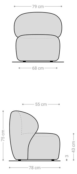 DELIFE Lounge fotel Pulo 80x80 cm plüss krémfehér