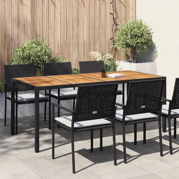 Kerti Asztal Fekete 190 x 90 x 75 cm polirattan
