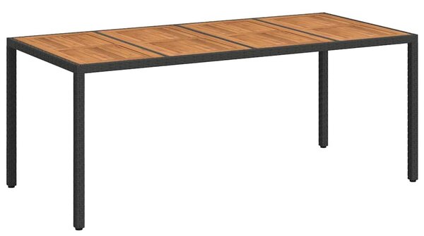Kerti Asztal Fekete 190 x 90 x 75 cm polirattan