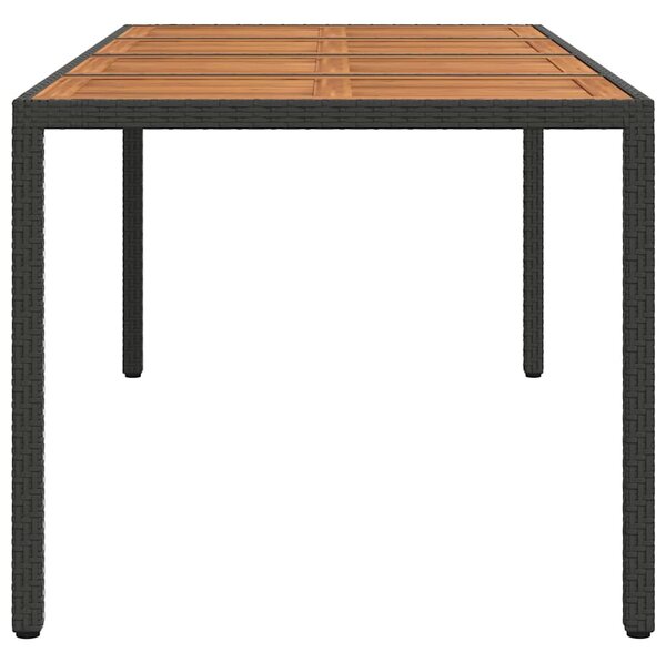 Kerti Asztal Fekete 190 x 90 x 75 cm polirattan