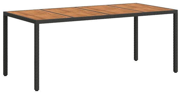 Kerti Asztal Fekete 190 x 90 x 75 cm polirattan