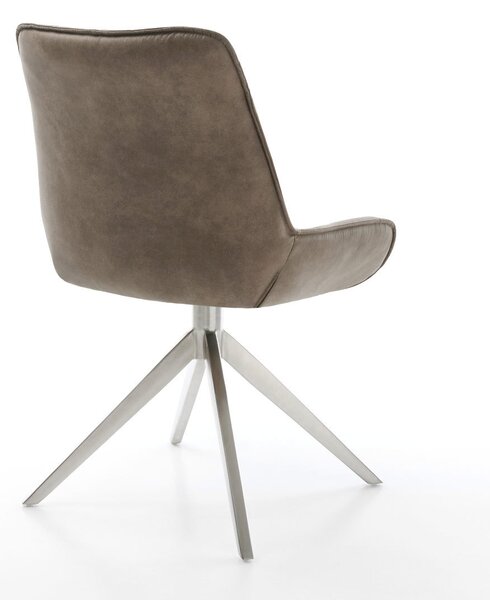 DELIFE Forgatható étkezőszék Taimi-Flex mikroszálas taupe vintage kereszt láb széles rozsdamentes acél 360° forgatható hintamechanizmus