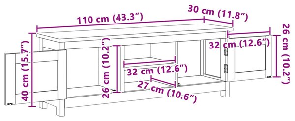 TV-szekrény 110 x 30 x 40 cm Természetes Tömör Teakfa