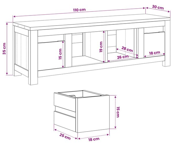 TV szekrény 110 x 30 x 35 cm Természetes Tömör Teakfa