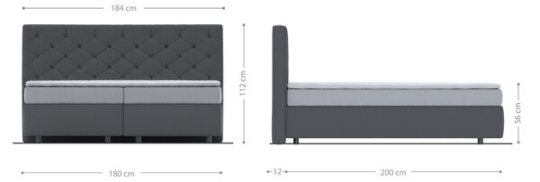 DELIFE Boxspring ágy Dream-Great 180x200 cm mikroszálas antracit vintage matraccal és topperrel