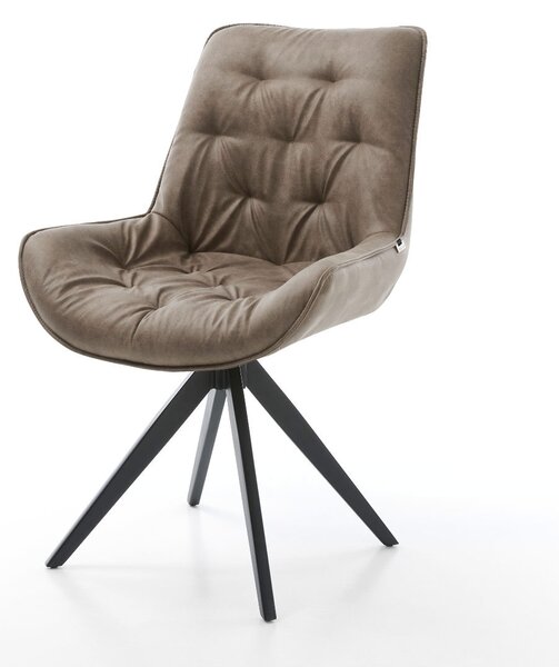 DELIFE Étkezőszék Taimi-Flex mikroszálas taupe vintage kereszt láb szögletes fekete