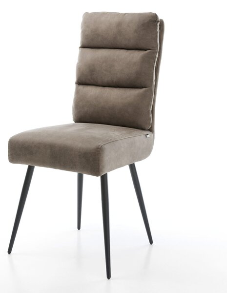DELIFE Étkezőszék Pela-Flex mikroszálas taupe vintage 4 láb kúpos fekete zsákrugós