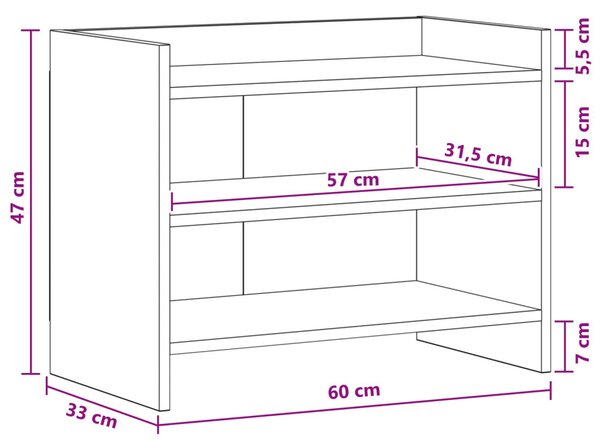 TV szekrény 60 x 33 x 47 cm Fekete Tölgy Szerelt Fa