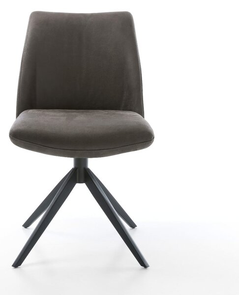 DELIFE Étkezőszék Elso-Flex mikroszálas antracit vintage kereszt láb széles fekete 360° forgatható billenő zsákrugós