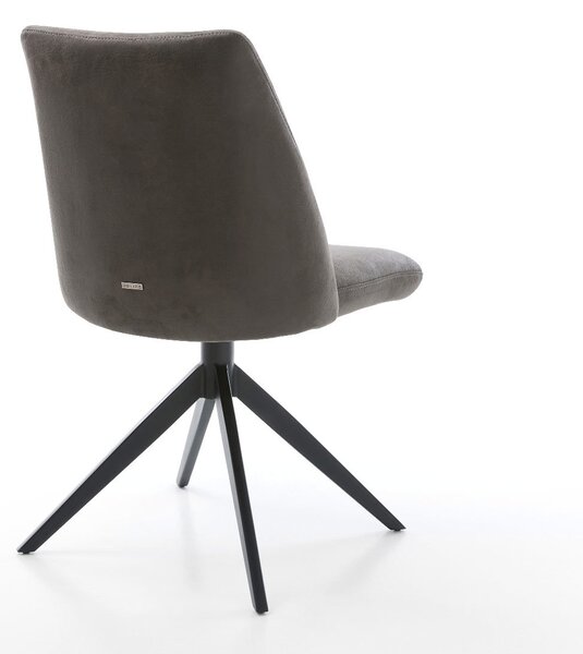 DELIFE Étkezőszék Elso-Flex mikroszálas antracit vintage kereszt láb széles fekete 360° forgatható billenő zsákrugós