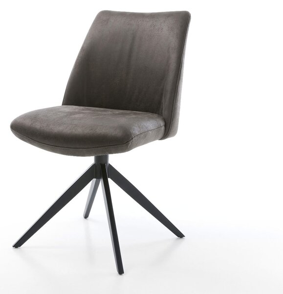 DELIFE Étkezőszék Elso-Flex mikroszálas antracit vintage kereszt láb széles fekete 360° forgatható billenő zsákrugós