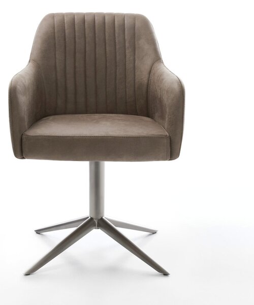 DELIFE Étkezőszék Greg-Flex mikroszálas taupe vintage grafit láb 360° forgatható hintamechanizmus zsákrugó
