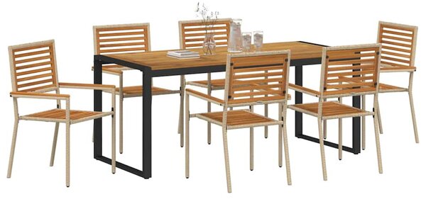 Kert étkező szett 7 pcs Beige és barna polirattan