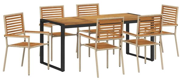 Kert étkező szett 7 pcs Beige és barna polirattan