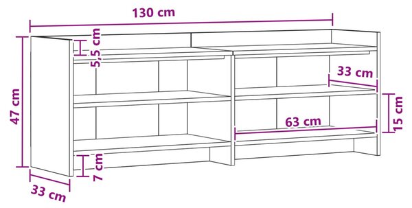 TV szekrény 135 x 33 x 47 cm Fehér Szerelt Fa