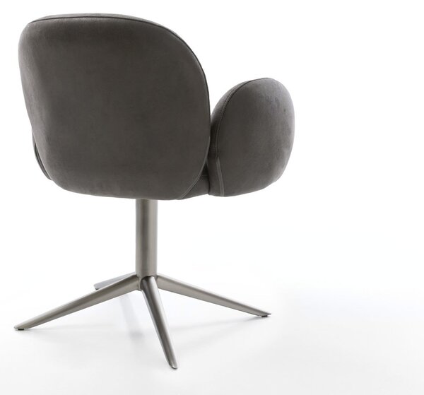 DELIFE Étkezőszék Nube-Flex karfás mikroszálas antracit vintage lábkereszt grafit 360° forgatható hintamechanizmus zsákrugós