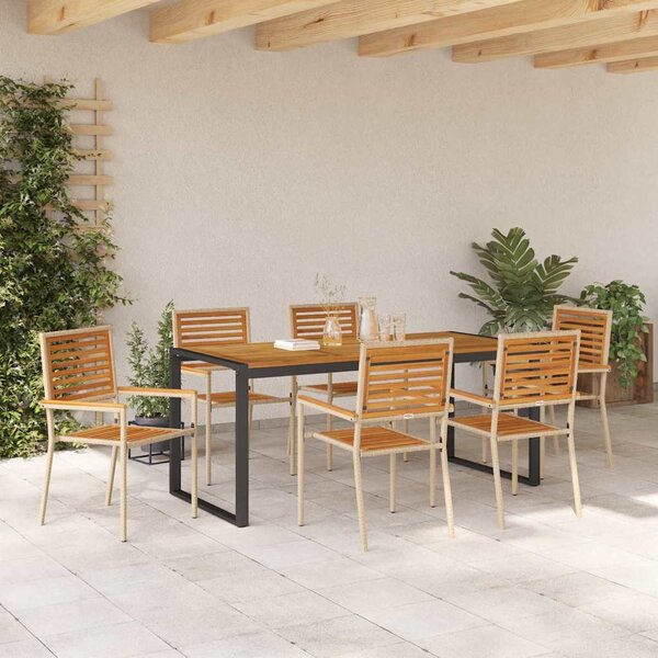 Kert étkező szett 7 pcs Beige és barna polirattan