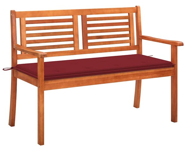 2 személyes tömör eukaliptuszfa kerti pad párnával 120 cm