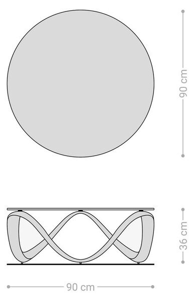 DELIFE Dohányzóasztal Tanju 90x90 cm metál ezüst domborított üveg szürke