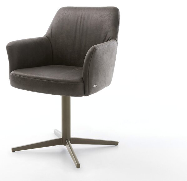 DELIFE Étkezőszék Xana-Flex karfás mikroszálas antracit vintage lábkereszt titán effekt felület 360° forgatható zsákrugós
