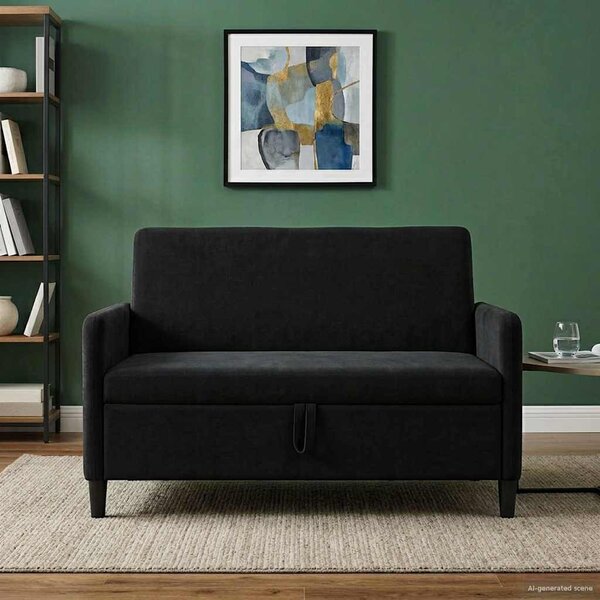 Tárolós Kanapé Fekete 122 x 78 x 87 cm Poliészter