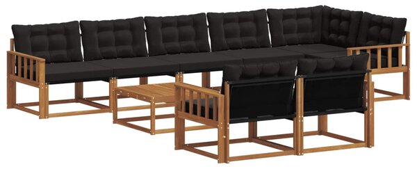 Kültéri kanapé szett párnával 9 pcs Természetes és fekete