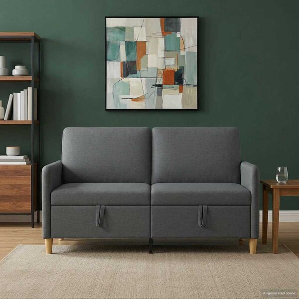 Tárolós Kanapé Sötétszürke 152 x 78 x 87 cm Poliészter