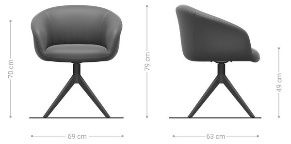 DELIFE Étkezőszék Vinka-Flex karfás vegyes anyagok sötét bézs kereszt láb széles titán effekt felület 360° forgatható zsákrugós