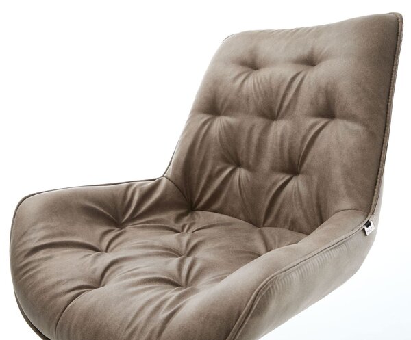 DELIFE Étkezőszék Taimi-Flex mikroszálas taupe vintage kereszt láb széles rozsdamentes acél