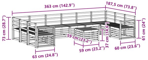 Ülőgarnitúrák 11 pcs Természetes Tömör Akácfa