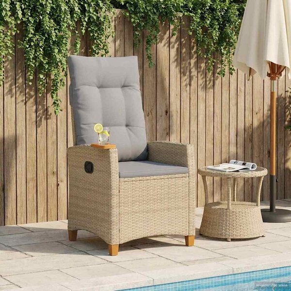 Dönthető szék tea tállal párnával 62 x 64 x 112 cm polirattan
