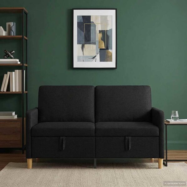Tárolós Kanapé Fekete 152 x 78 x 87 cm Poliészter