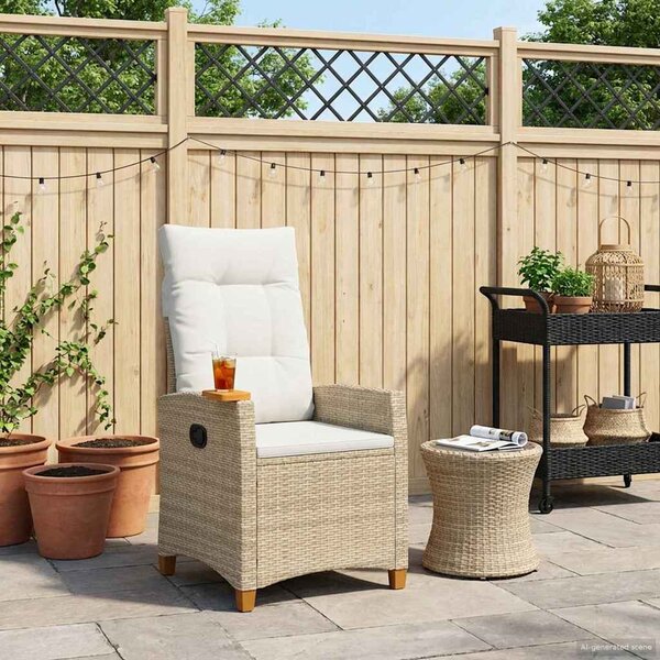 Dönthető szék tea tállal párnával 62 x 64 x 112 cm polirattan