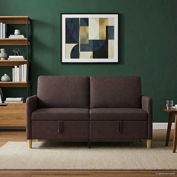 Tárolós Kanapé Sötét Barna 152 x 78 x 87 cm Poliészter