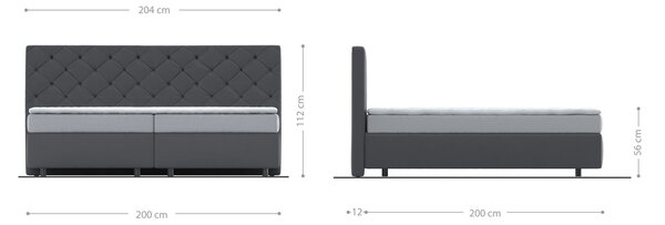 DELIFE Boxspring ágy Dream-Great mikroszálas bézs 200x200 cm bonell matrac PU-topper