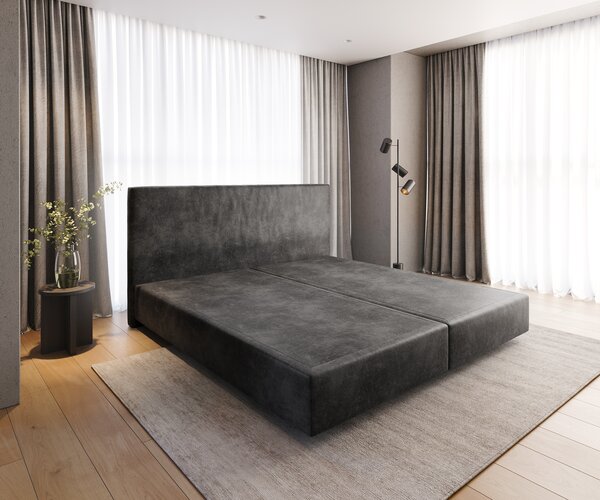 DELIFE Boxspring ágy Dream-Well mikroszálas antracit vintage 200x200 cm