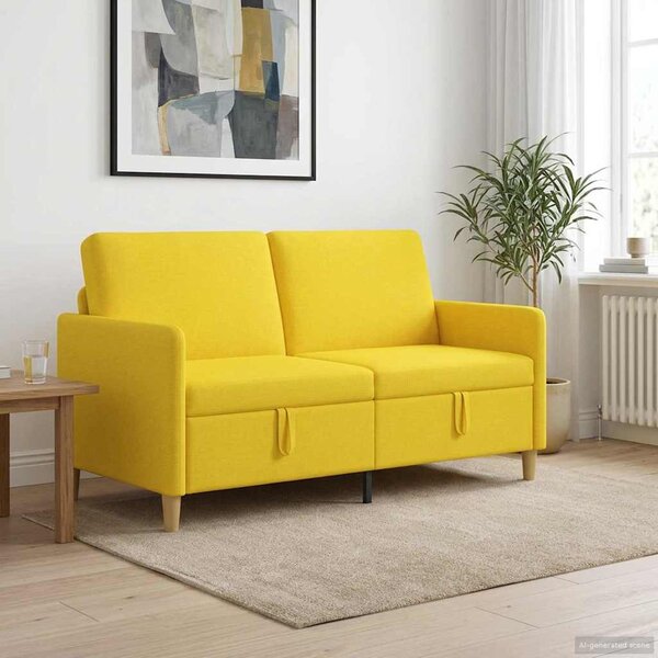 Tárolós Kanapé Világos sárga 152 x 78 x 87 cm Poliészter