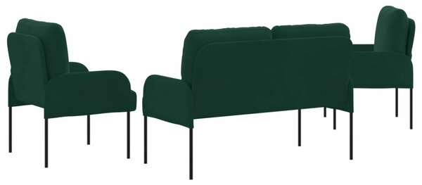 Ülőgarnitúrák párnával 3 pcs Sötétzöld 115 x 56 x 80 cm Furnér