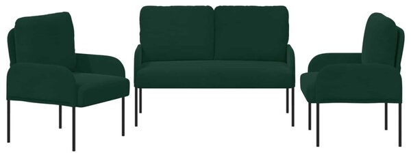 Ülőgarnitúrák párnával 3 pcs Sötétzöld 115 x 56 x 80 cm Furnér